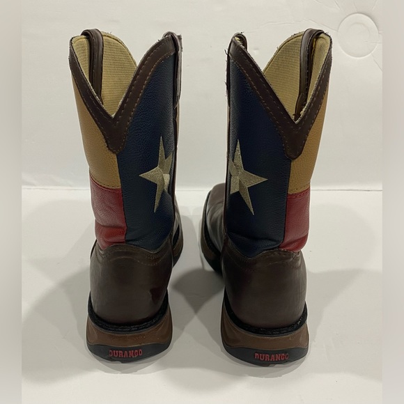 Durango Kids Texas Flag Western Square Toe Boots Size 5 - Picture 4 of 7
